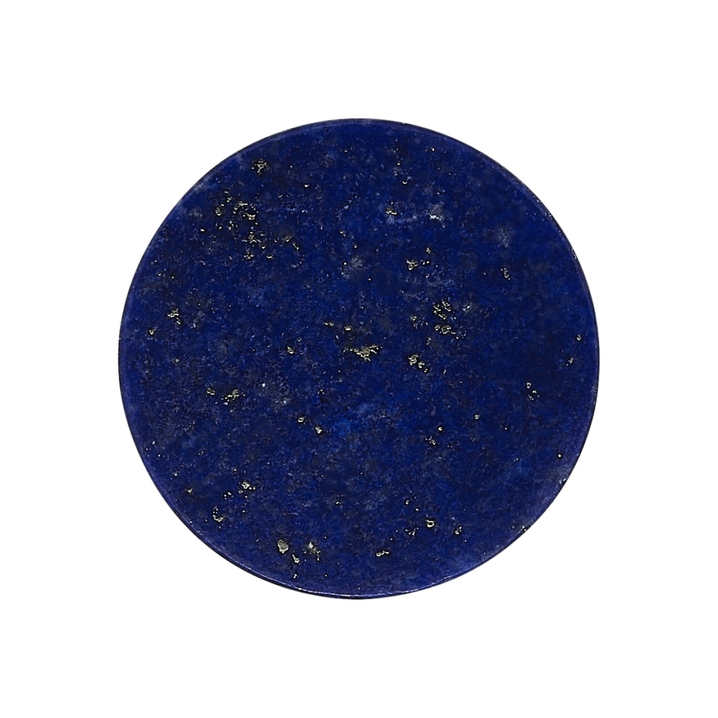 Un plaque de pierre naturelle lapis-lazuli ronde diamètre 15 mm
