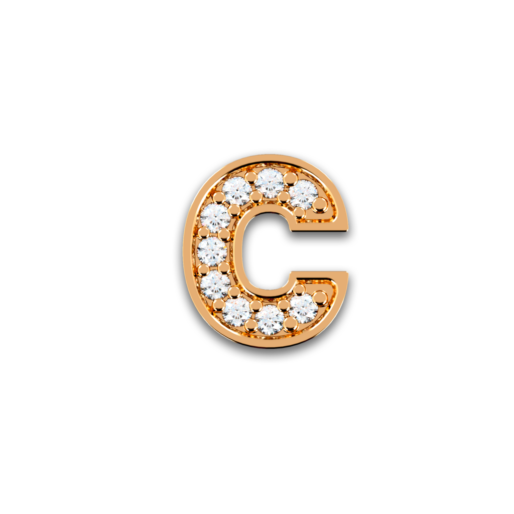 Initiale C en or rose serti de diamants