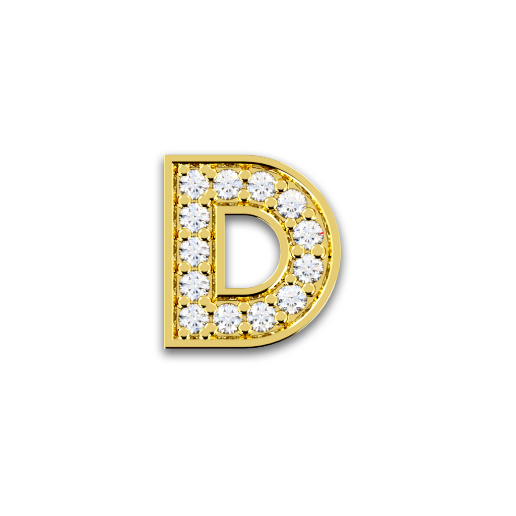 Initiale D en or jaune serti de diamants
