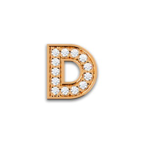 Initiale D en or rose serti de diamants