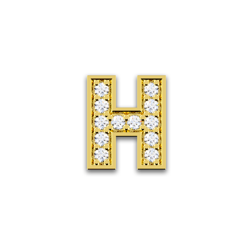 Initiale H en or jaune serti de diamants