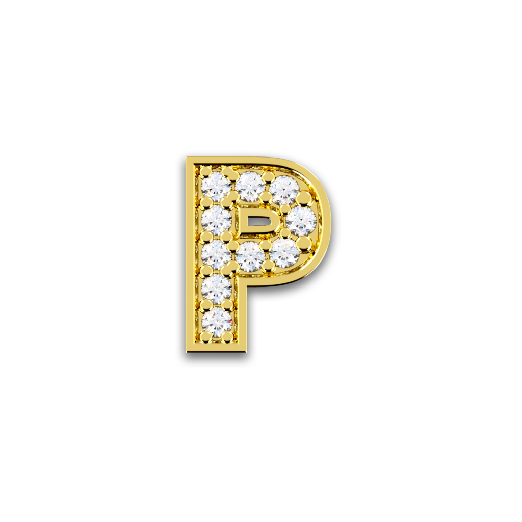 Initiale P en or jaune serti de diamants