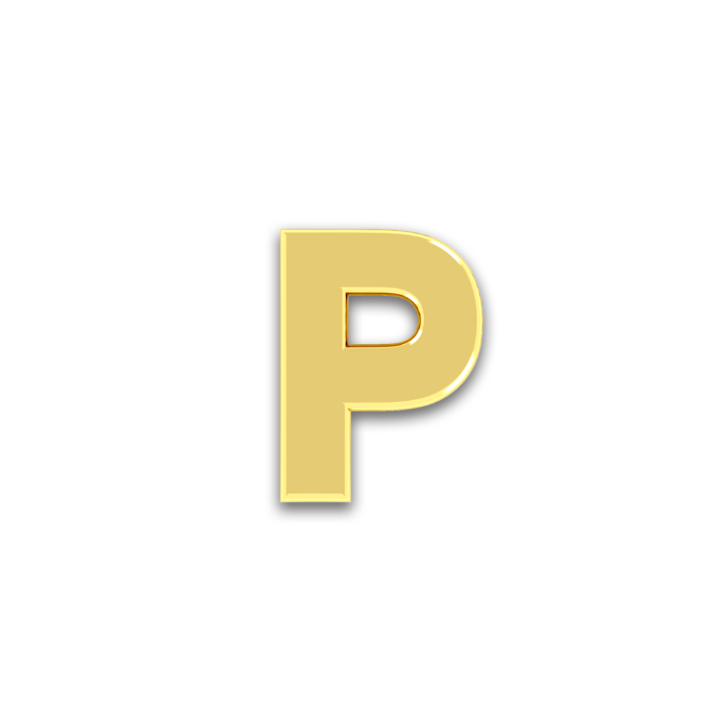 Initiale P en or jaune