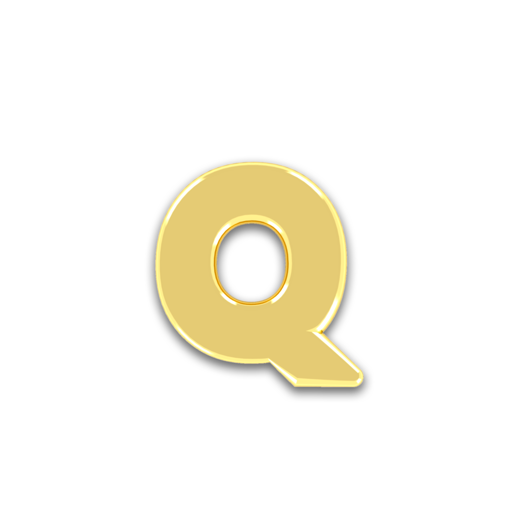 Initiale Q en or jaune