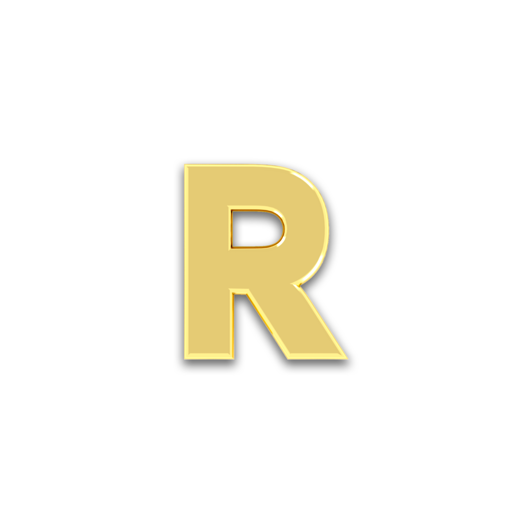 Initiale R en or jaune