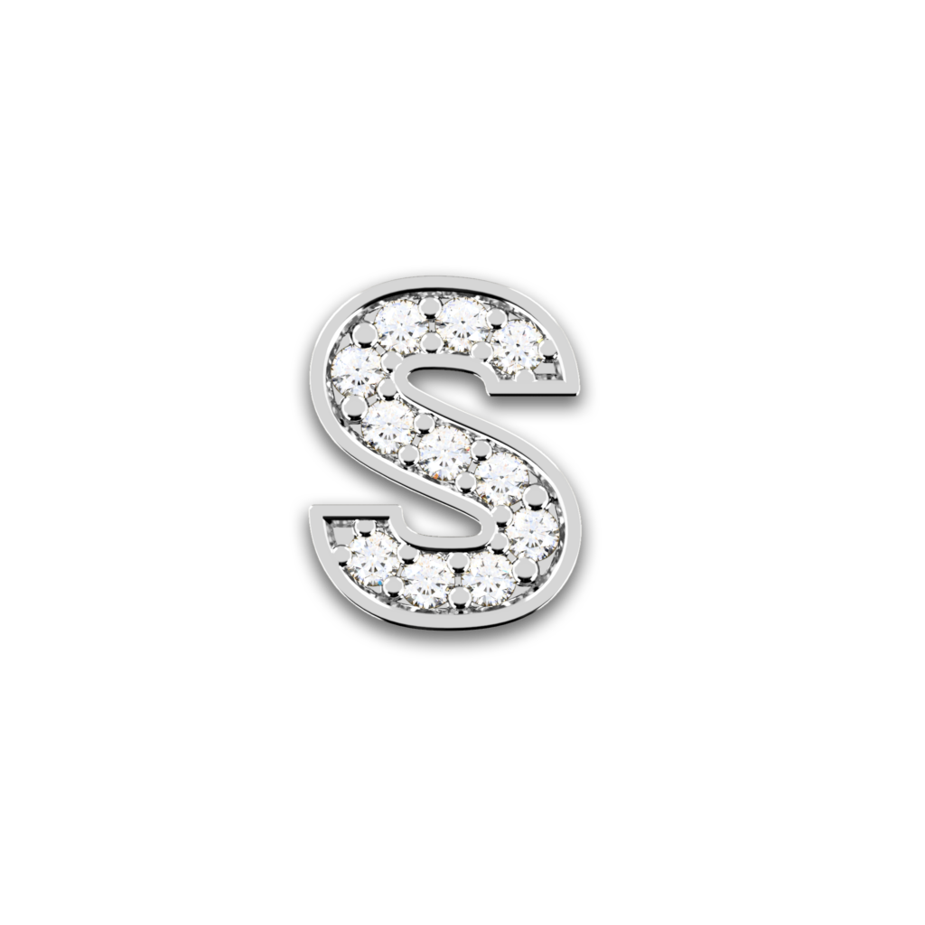 Initiale S en or blanc serti de diamants