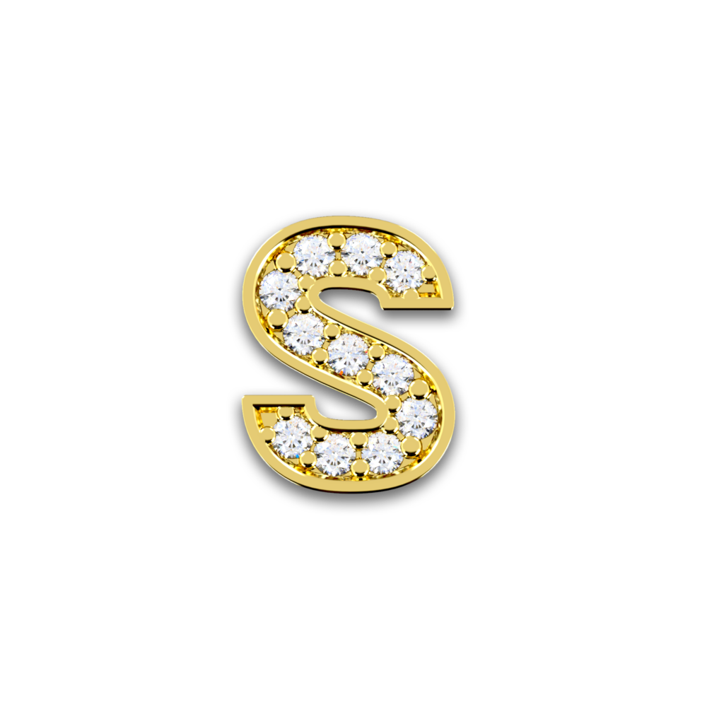 Initiale S en or jaune serti de diamants