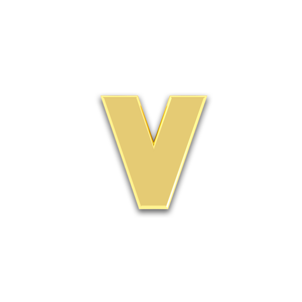 Initiale V en or jaune