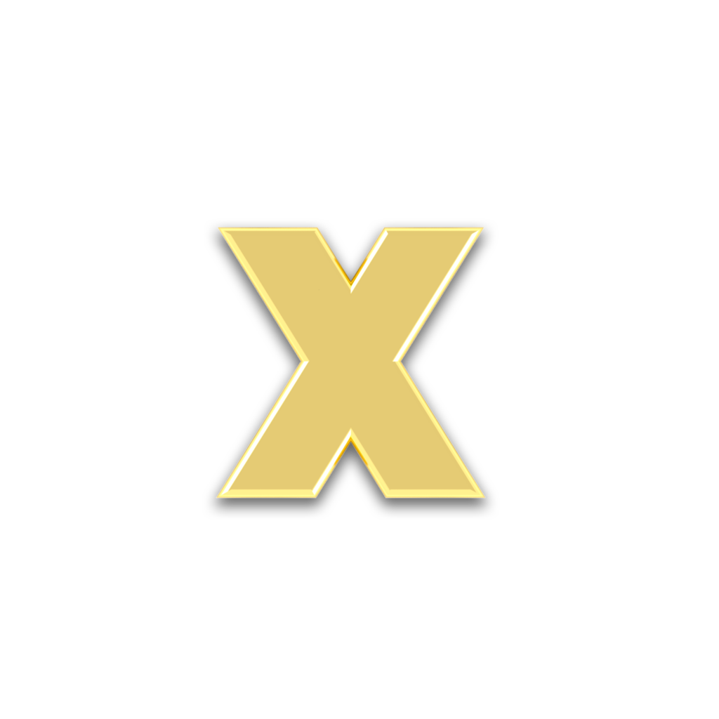 Initiale X en or jaune