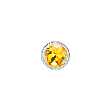 Une pierre de naissance, de forme ronde, en or blanc sertie d'une citrine