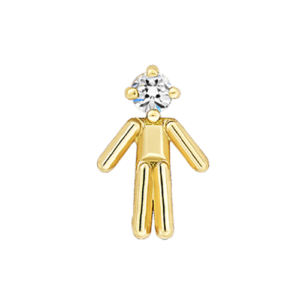 Symbole petit garçon en or jaune serti d'une pierre de naissance diamant (mois décembre)