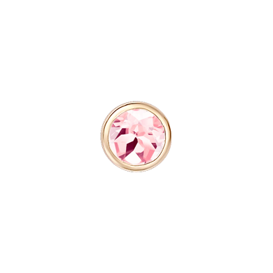 Une pierre de naissance, de forme ronde, en or rose sertie d'une tourmaline
