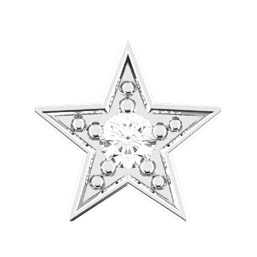 symbole de forme étoile en or blanc 18 cts serti d'un diamant