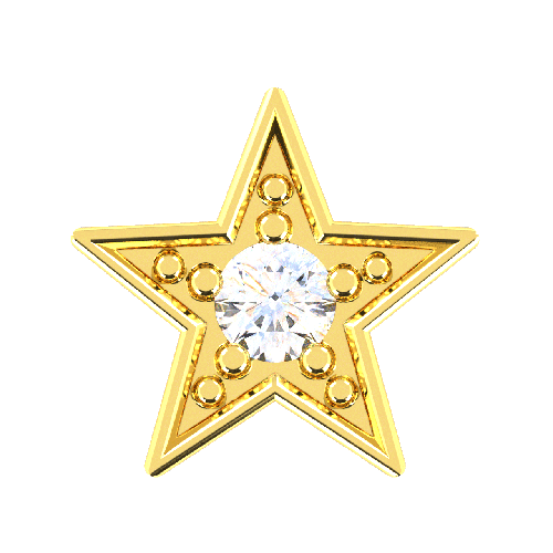 symbole de forme étoile en or jaune 18 cts serti d'un diamant