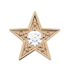 symbole de forme étoile en or rose 8 cts serti d'un diamant