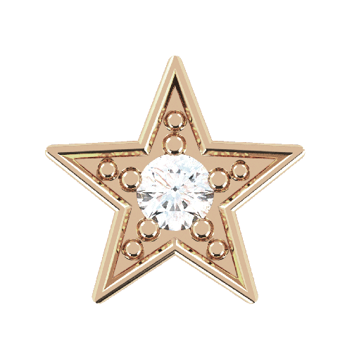 symbole de forme étoile en or rose 8 cts serti d'un diamant