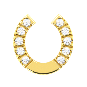 symbole fer à cheval en or jaune 18 cts serti de diamants