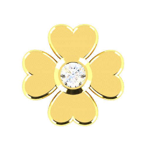 symbole trèfle en or jaune 18 cts serti d'un diamant