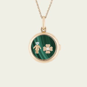 Médaillon or rose 18 cts trèfle & fille
