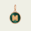 Médaille or rose 18 cts initiale, fonds malachite