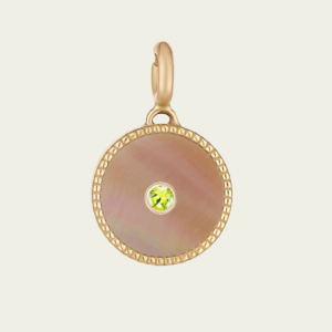 Médaille pierre naissance, fonds nacre rose