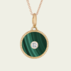 Médaille or jaune 18 cts pierre naissance, fonds malachite